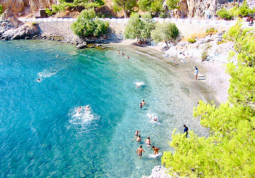 Gefyra beach är en av de mesta barnvänliga stränderna på Kalymnos.