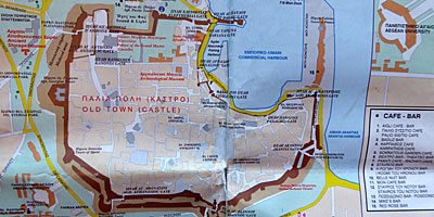 Karta över Rhodos.