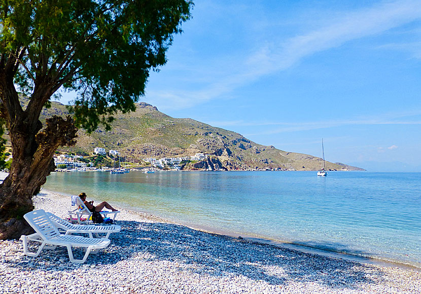 Livadia beach på ön Tilos i Grekland.