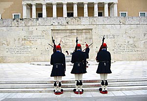 Evzonerna vid Syntagma i Aten.
