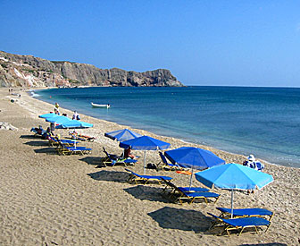 Paleochori beach p&aring; Milos.