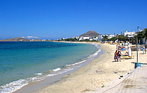 Agia Anna beach p&aring; Naxos i Grekland.