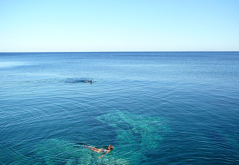 Snorkla vid Agia Anna beach på Amorgos.