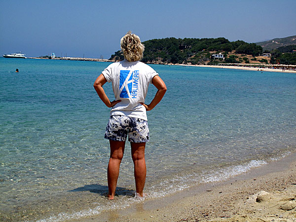 Messakti beach, Ikaria - i &aring;r hade vi vindstilla i en hel vecka.