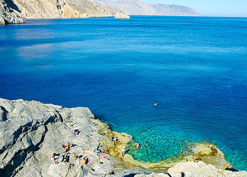 Nudiststranden Agia Anna beach på Amorgos.