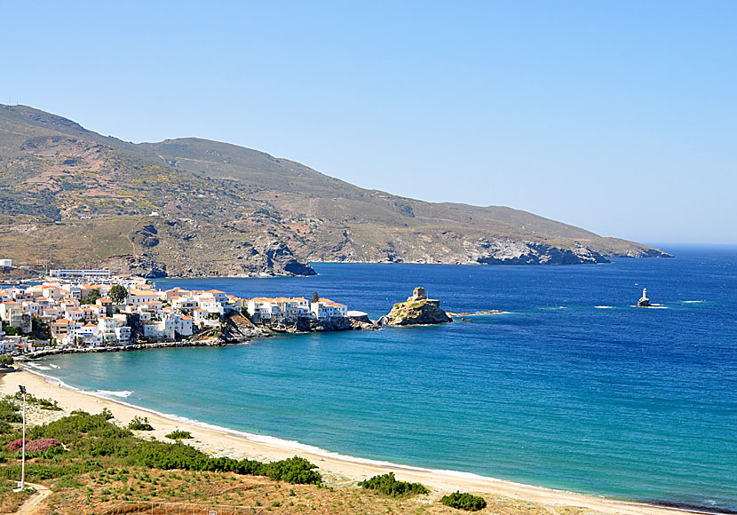 Andros bästa stränder. Chora beach.