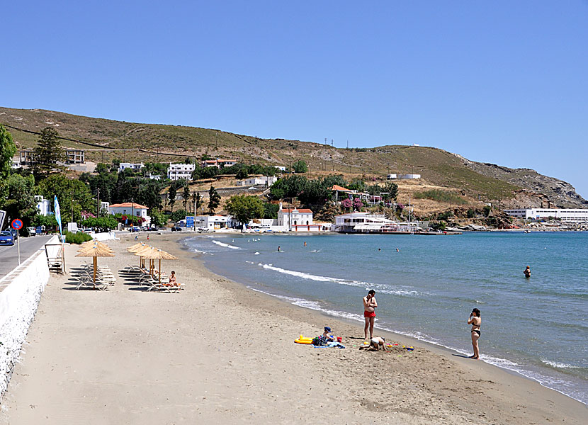 Andros bästa stränder. Nimborio beach.  Chora.