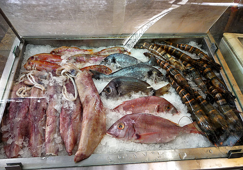 Färsk fisk och färska skaldjur i Grekland.