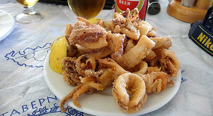 Fried squid. Friterad bläckfisk. Kalamari tiganito.