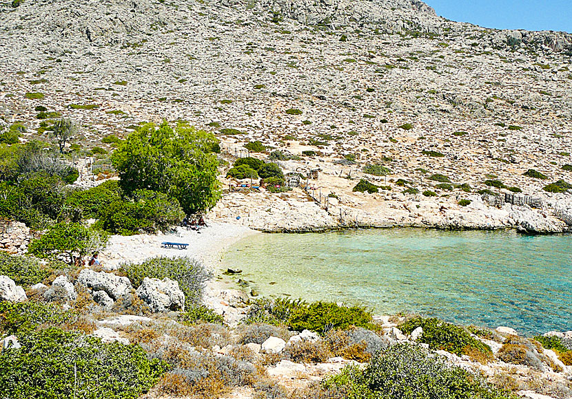 Stränderna Kania, Yiali, Duo Yiali och Areta på ön Chalki nära Rhodos.