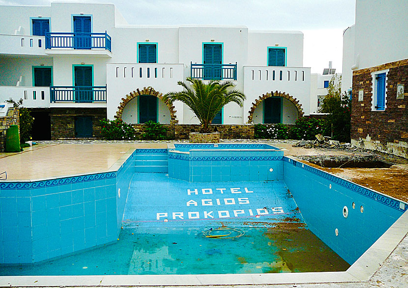 Agios Prokopios Hotel på Naxos under vintern.