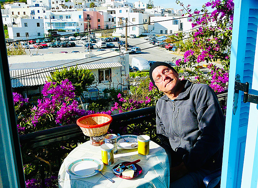 Balkong med utsikt på Naxos.