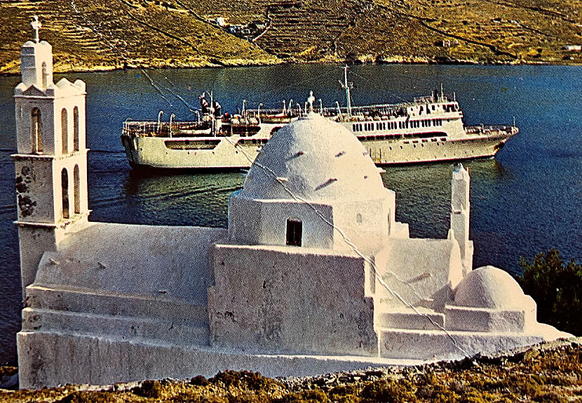 Kyrkan Agia Irini på Ios i början av 1970-talet. 
