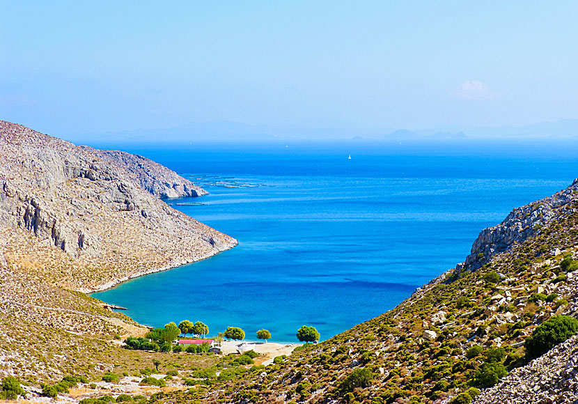 Akti beach mellan Pothia och Rina i Vathydalen på Kalymnos.