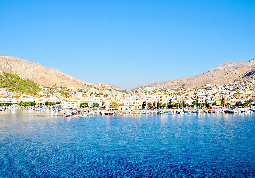 Byn Pothia på Kalymnos i Grekland.
