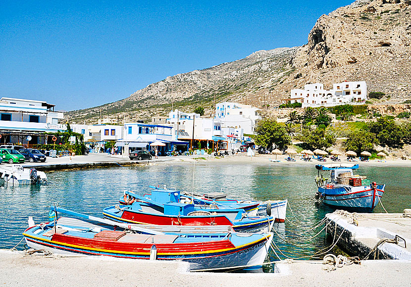 Restauranger och tavernor i byn Finiki på Karpathos.