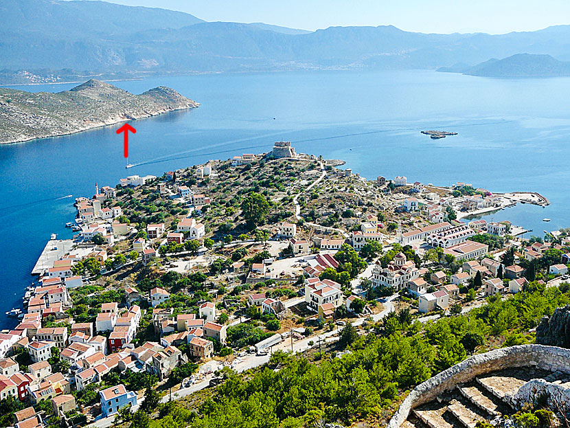 Plakes beach i Megisti på Kastellorizo i Grekland.