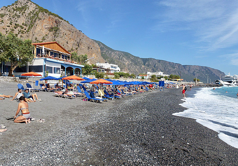 Stranden i Agia Roumeli i Samaria. Kreta.