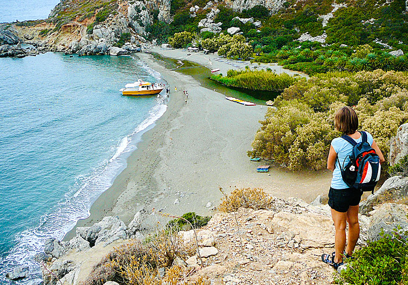 Preveli beach sett från stigen som går från Ammoudi beach.