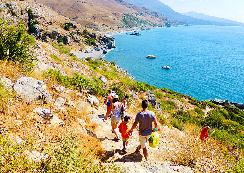 Stigen som går ner till palmstranden Preveli beach.