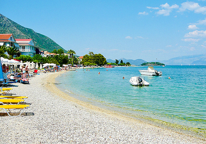 Nidri beach på Lefkas.