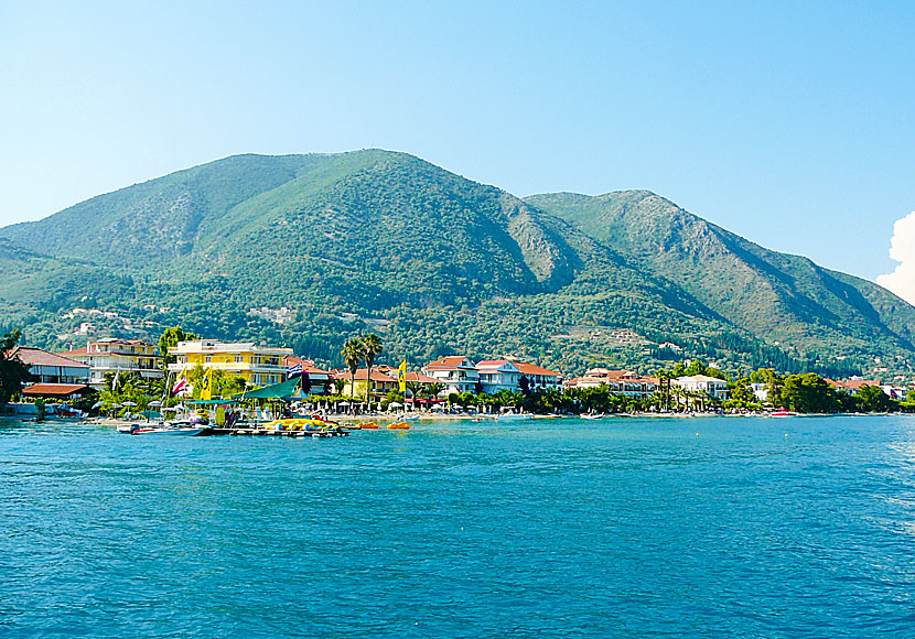Hotell nära stranden i Nidri på Lefkas.