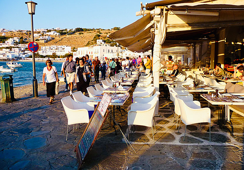 Hamnpromenaden i Mykonos stad.