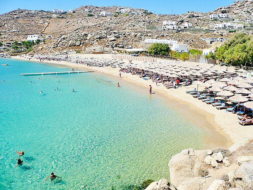 Mykonos bästa stränder. Super Paradise beach.