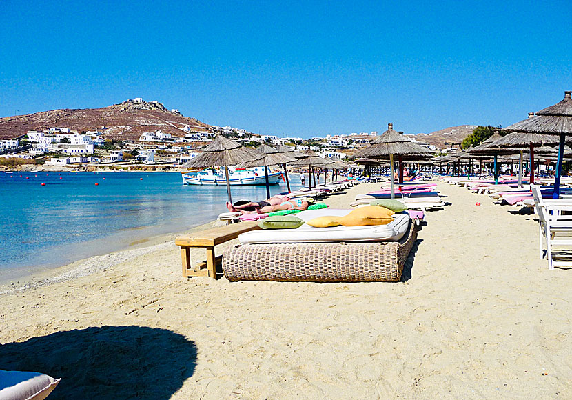 Ornos är den strand som ligger närmast Mykonos stad.