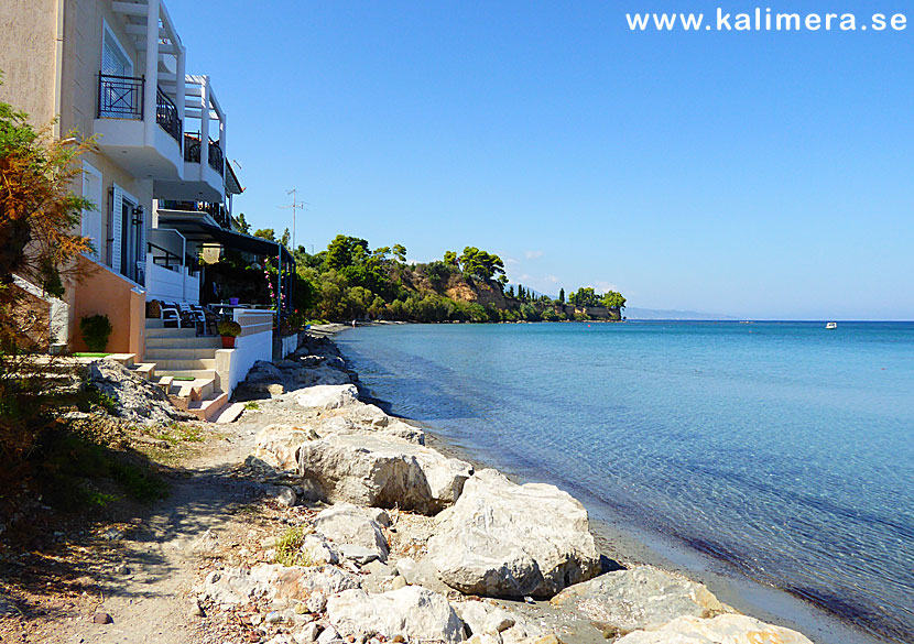 Stranden i Koroni på södra Peloponnesos.