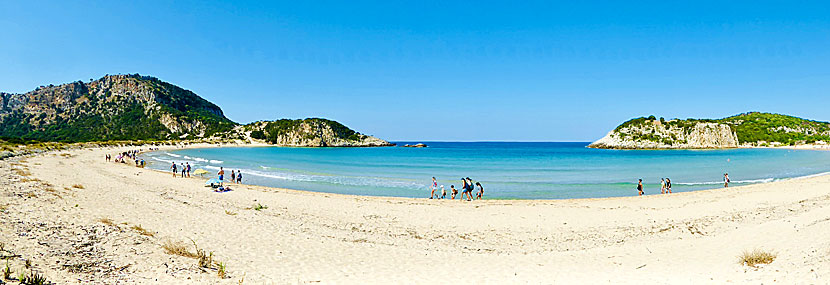 Panoramabild fr&aring;n Voidokilia beach.