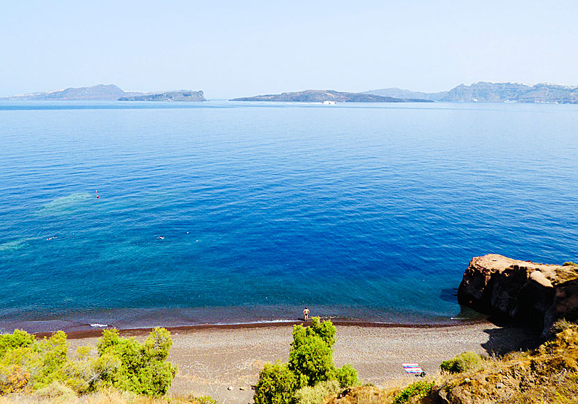 Nudiststranden Caldera beach på Santorini.