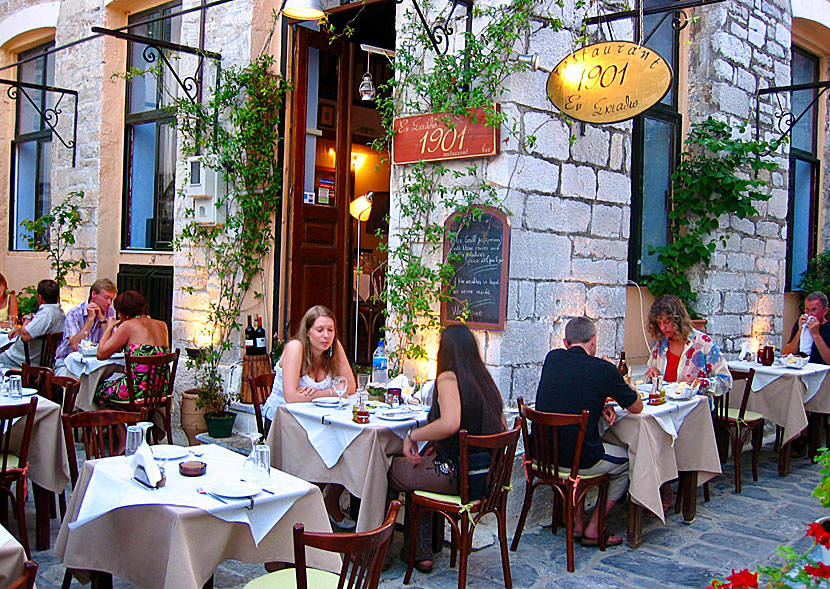 Restaurant 1901 i Skiathos stad.