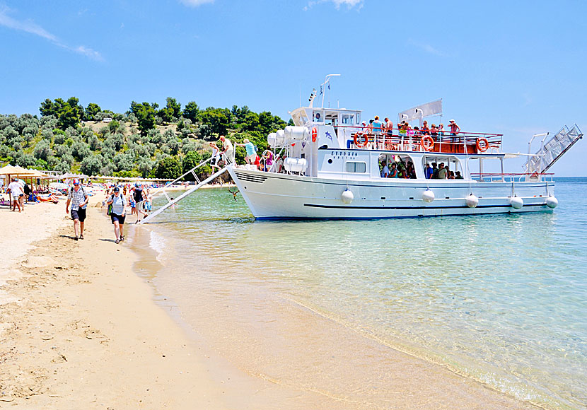 Badbåt vid Troulos beach på Skiathos.
