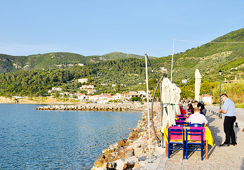 Sotiras Metamorphosis Monastery, Agia Varvara och nunneklostret Timios Prodromos ligger ovanför Skopelos stad.