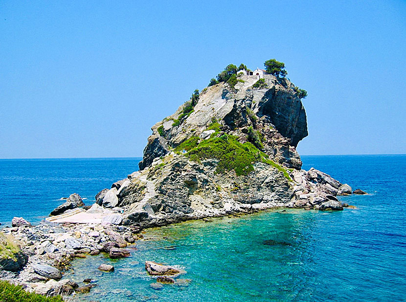 Mamma Mia-kyrkan på Skopelos i Grekland.