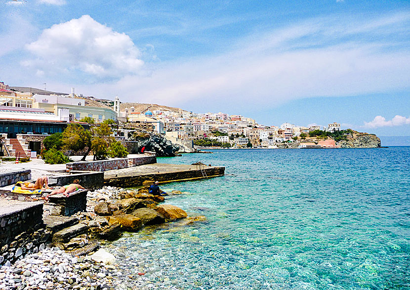 Stranden i Ermoupolis på Syros.