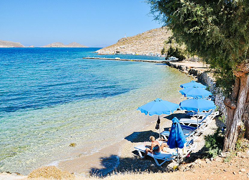 Tilos bästa stränder. Marina beach.