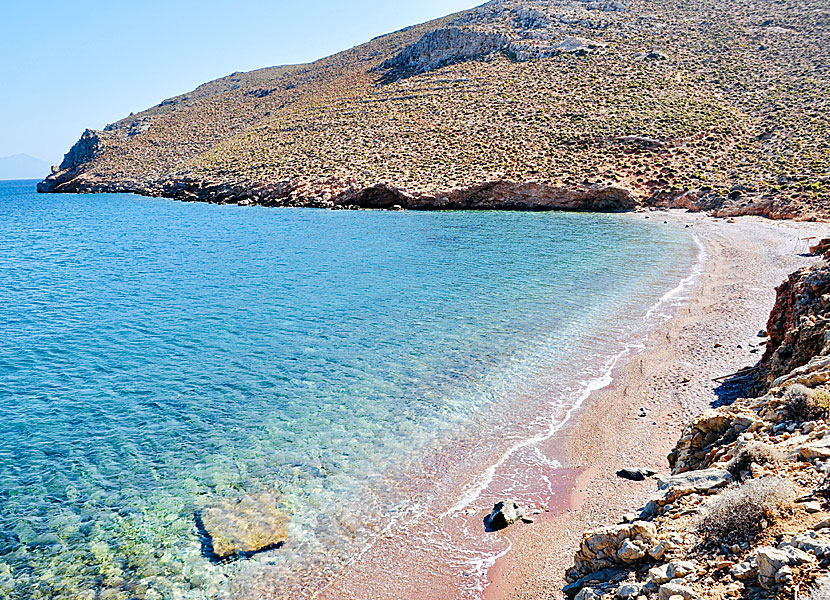 Tilos bästa stränder. Skafi beach.