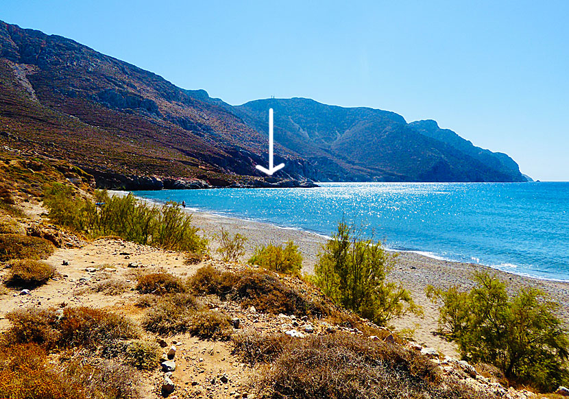 Kalimera beach och Mikro Eristos beach på ön Tilos.