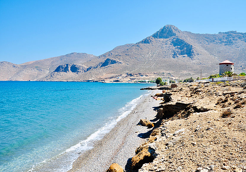 Tilos bästa stränder. Mylos beach.