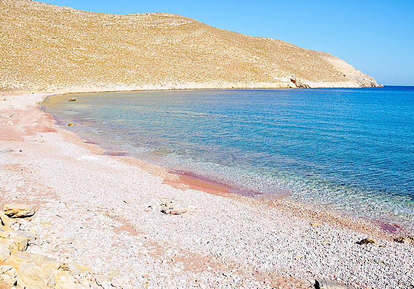 Skafi beach på ön Tilos i Dodekaneserna.