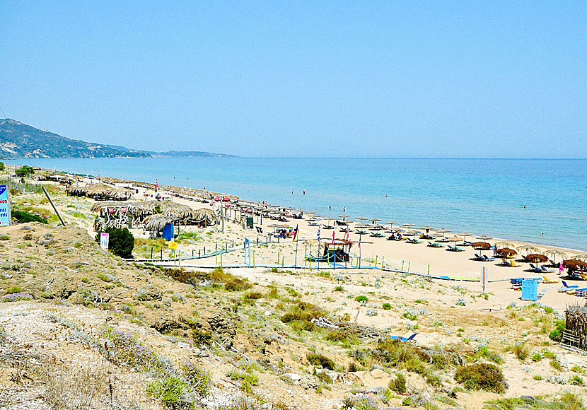 Vy över Banana beach på Vassilikoshalvön på Zakynthos.