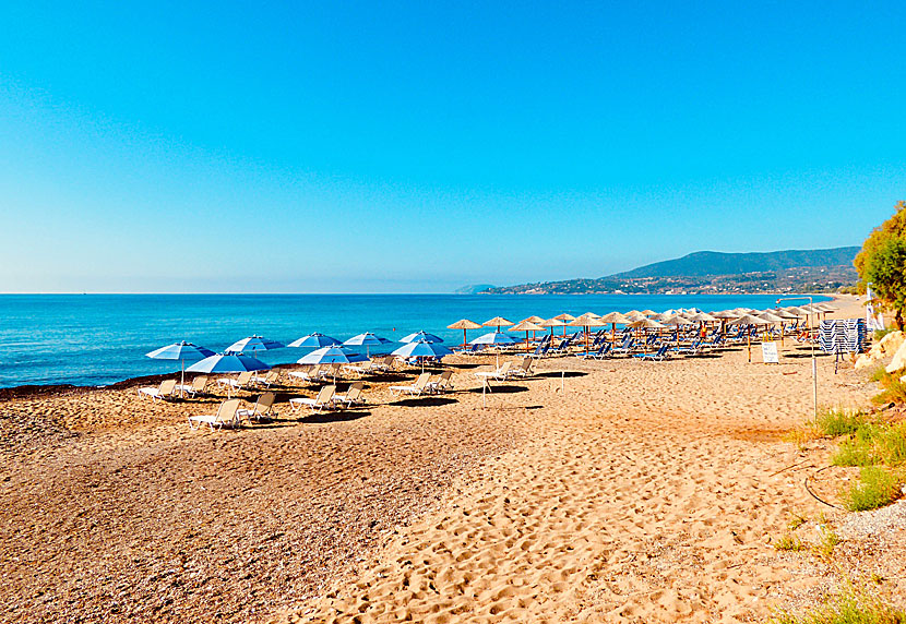 Zaga beach är den bästa stranden nära Koroni på grekiska fastlandet. 