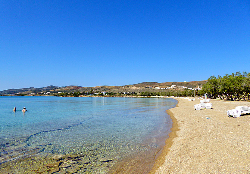 Psaraliki är två av flera fina barnvänliga stränder på Antiparos i Kykladerna. 