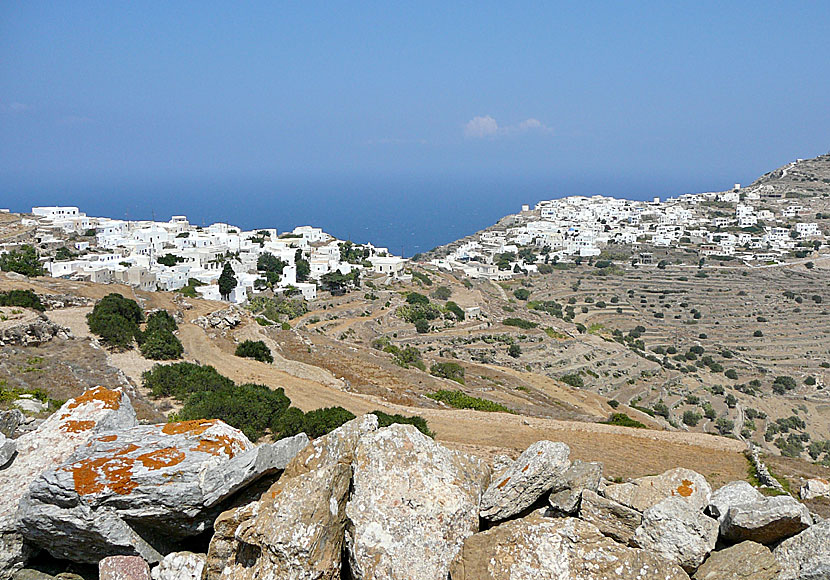 De fina byarna Chorio och Kastro på Sikinos i Kykladerna.