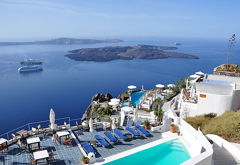 Hotell i Imerovigli på Santorini.